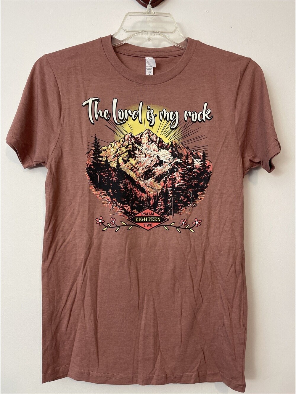 Love In Faith Womens Small Pink Psalm 18:2 “The Lord Is My Rock” T-shirt! A4255
